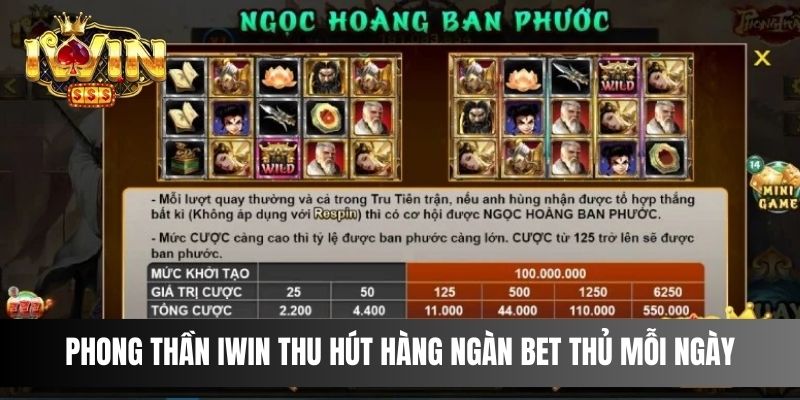 Phong Thần IWIN thu hút hàng ngàn bet thủ mỗi ngày