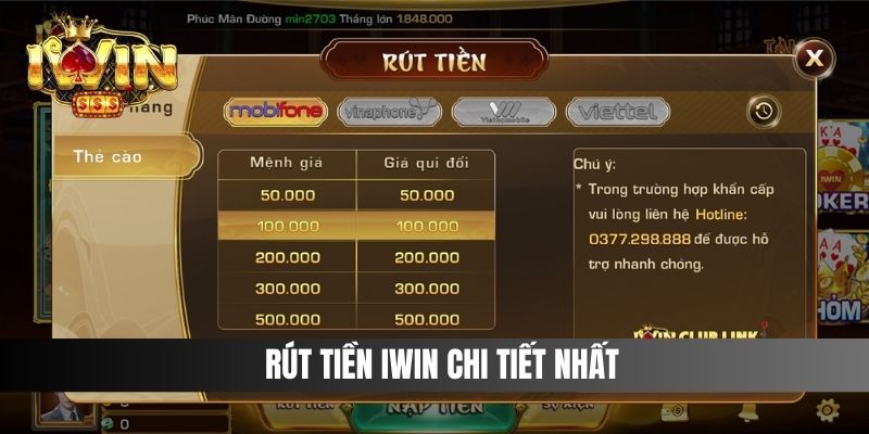 Rút tiền IWIN chi tiết nhất